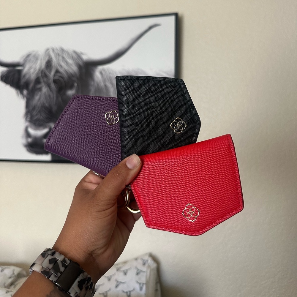 Kendra Scott 
Red, Black, and Purple Card Holders